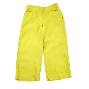 J.Jill Love Linen Pants Women Small Cropped Pull On Yellow Wide Leg Linen NWOT